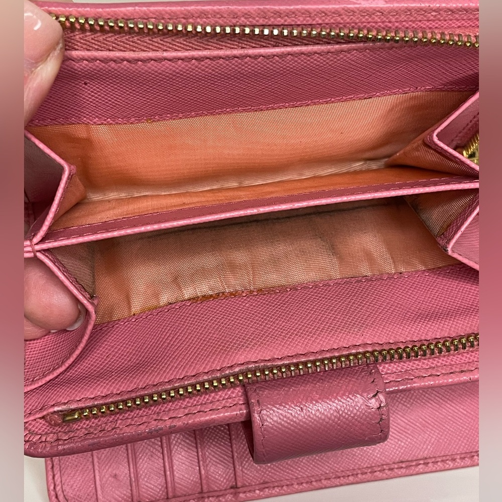Prada Pink Saffiano Leather Zippy Small Wallet - Picture 7 of 8